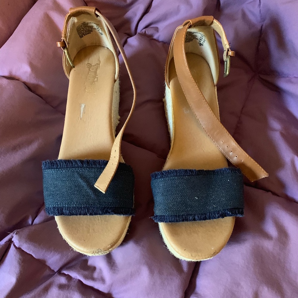 Brash denim espadrille wedges